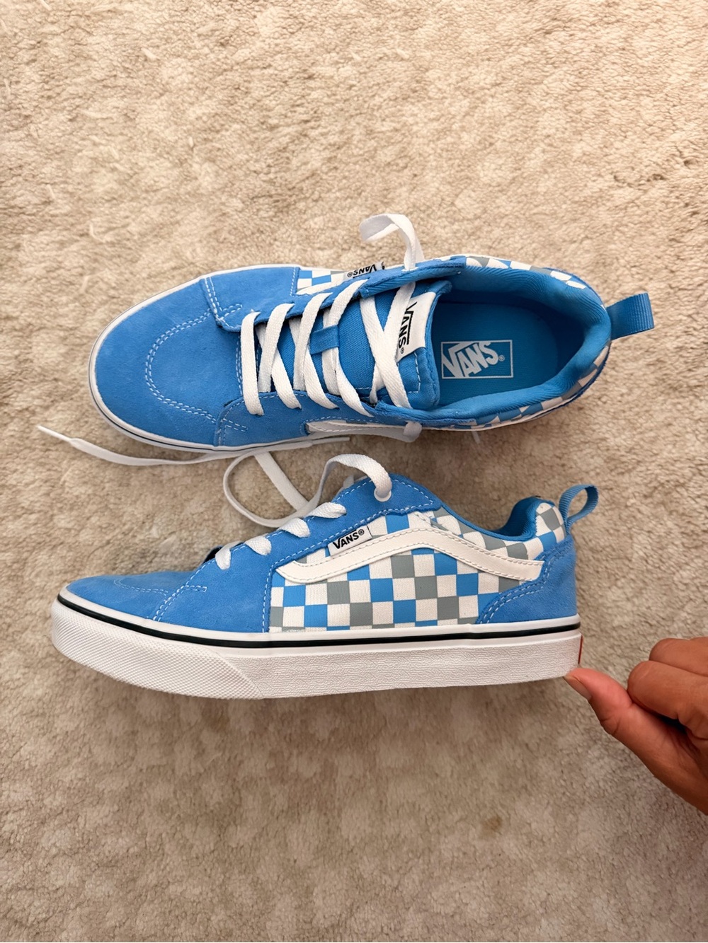 Vans Youth Size 6 / Women’s 7.5 Blue Checkerboard Sneakers